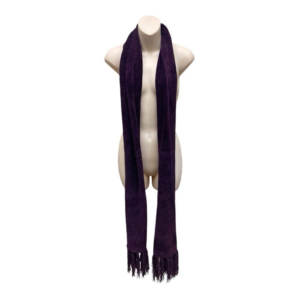 Crazy Horse By Liz Claiborne" Long Purple Scarf Wrap, Chenille Fringe